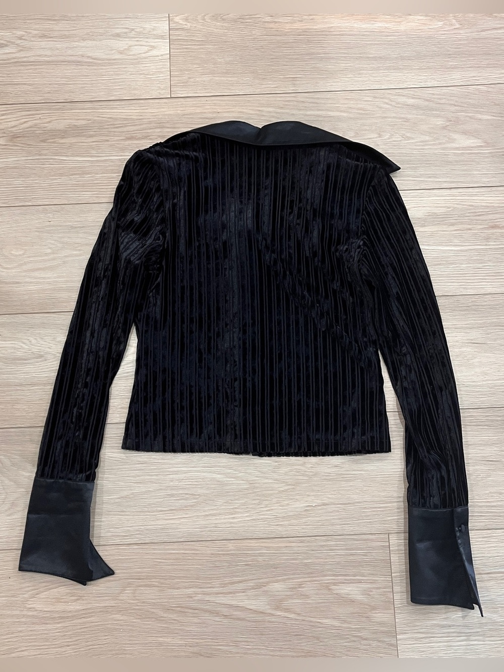 Y2K Black Velvet Stripe Button Front Corset Top Satin Cuffs Women S Whimsygoth - Picture 5 of 5